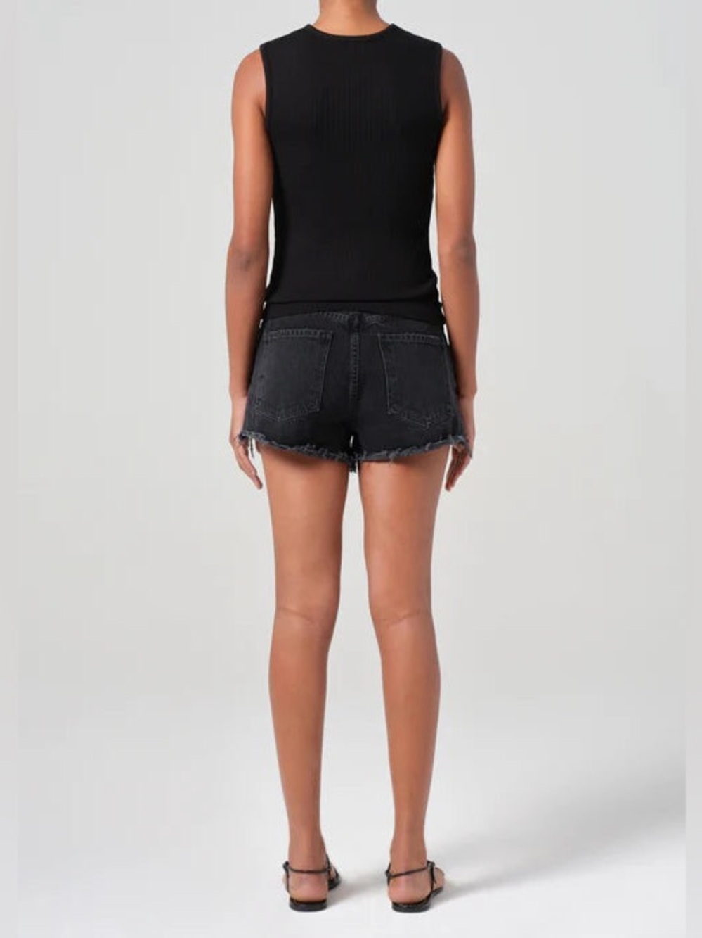 Agolde Black High-Rise Denim Cutoff Shorts - Picture 2 of 6